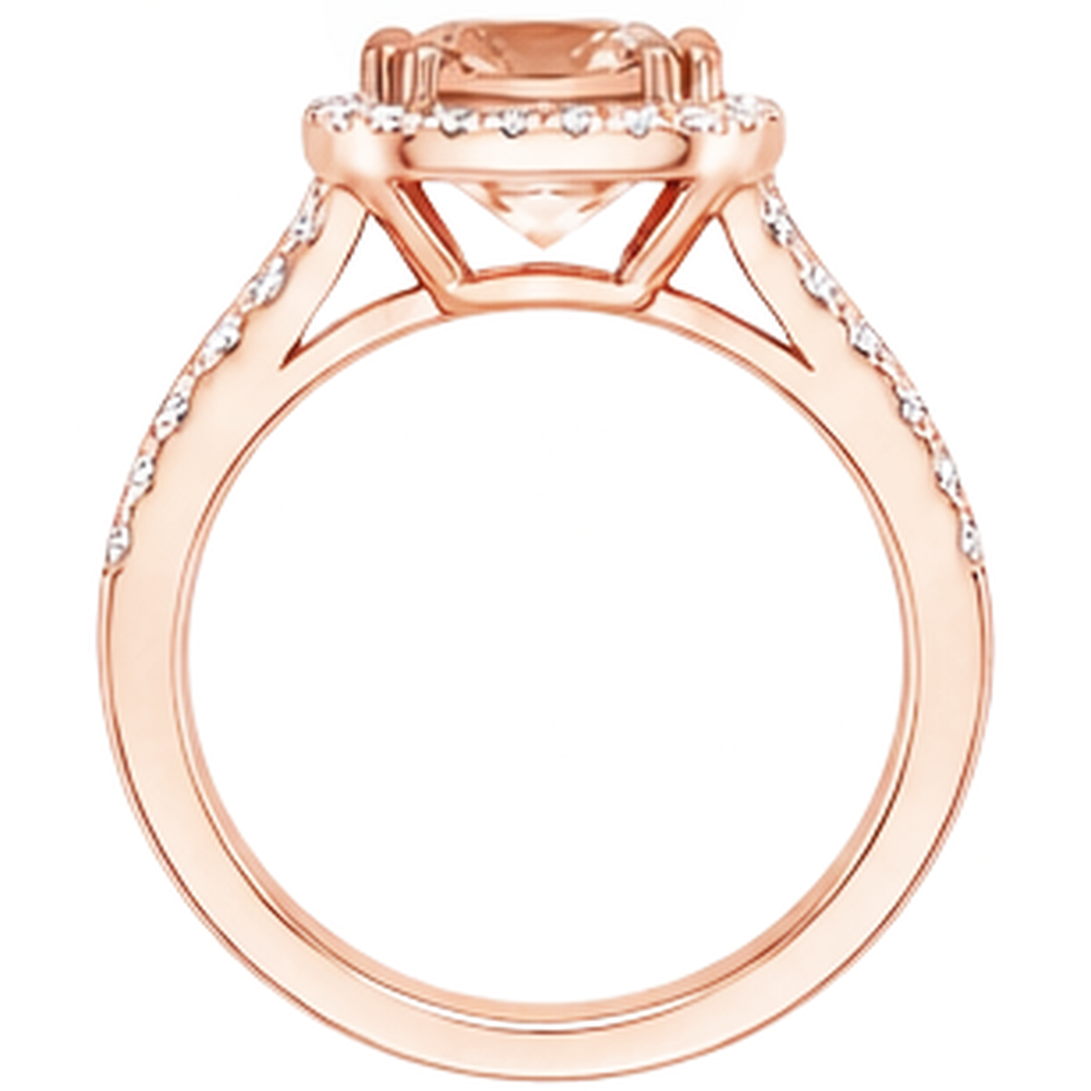 15 Ct Cushion Morganite And Round Natural Earth Mined Diamond ( Not Lab Grown )s Ring Rose Gold 14K