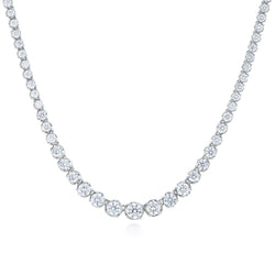 15 Ct Round Cut Sparkling Real Diamonds Ladies Necklace 14K White Gold