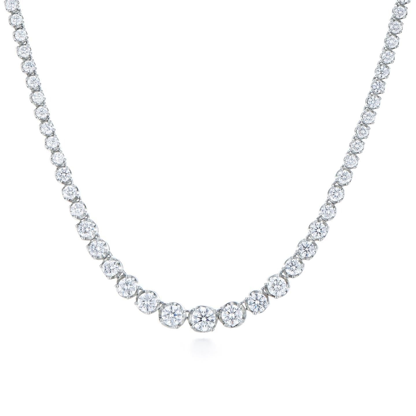 15 Ct Round Cut Sparkling Real Diamonds Ladies Necklace 14K White Gold - Necklace-harrychadent.ca