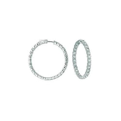 15 Pointer Real Hoop Earrings Patented Snap Lock 8.01 Carats 14K White