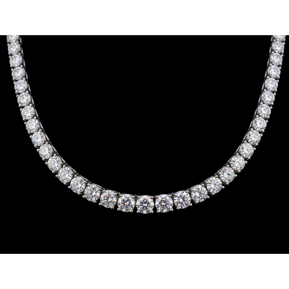 15 Carat Lab Grown Tennis Necklace 22 Inch Chain White Gold 14K