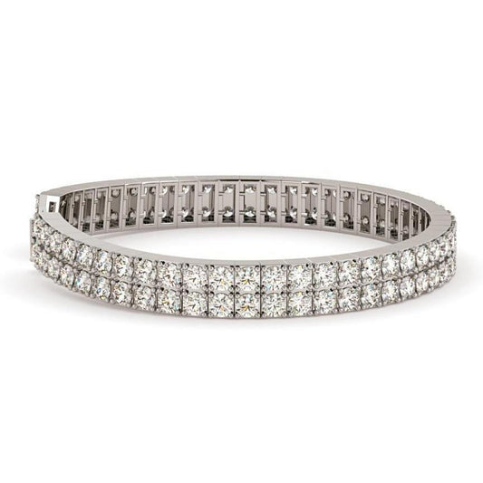 15 Carats Round Double Row Lab Grown Diamonds Tennis Bracelet WG