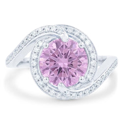 16.00 Ct. Pink Kunzite With Natural Earth Mined Diamond ( Not Lab Grown )s Ring White Gold 14K