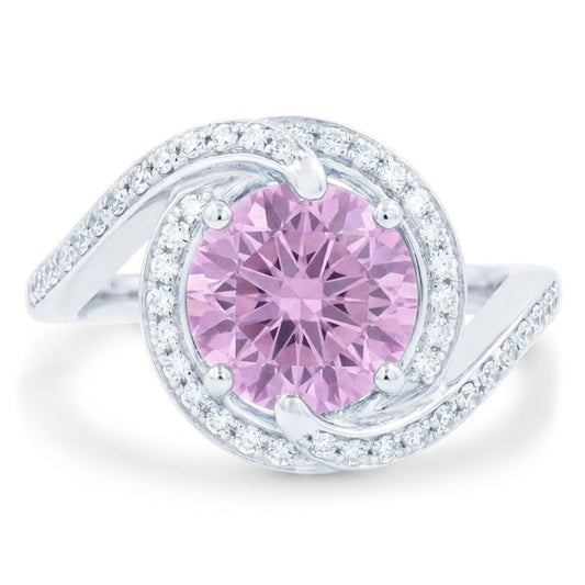 16.00 Ct. Pink Kunzite With Natural Earth Mined Diamond ( Not Lab Grown )s Ring White Gold 14K