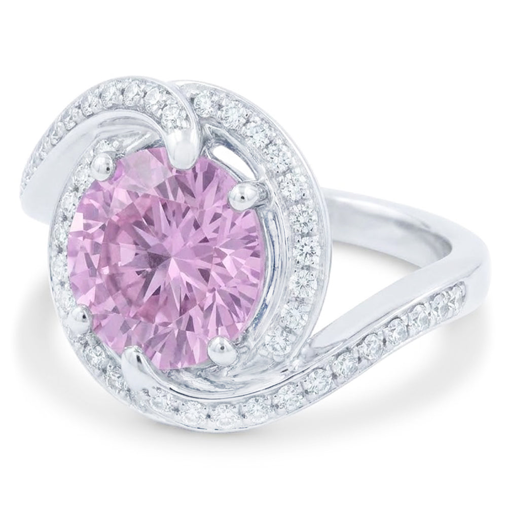 16.00 Ct. Pink Kunzite With Natural Earth Mined Diamond ( Not Lab Grown )s Ring White Gold 14K