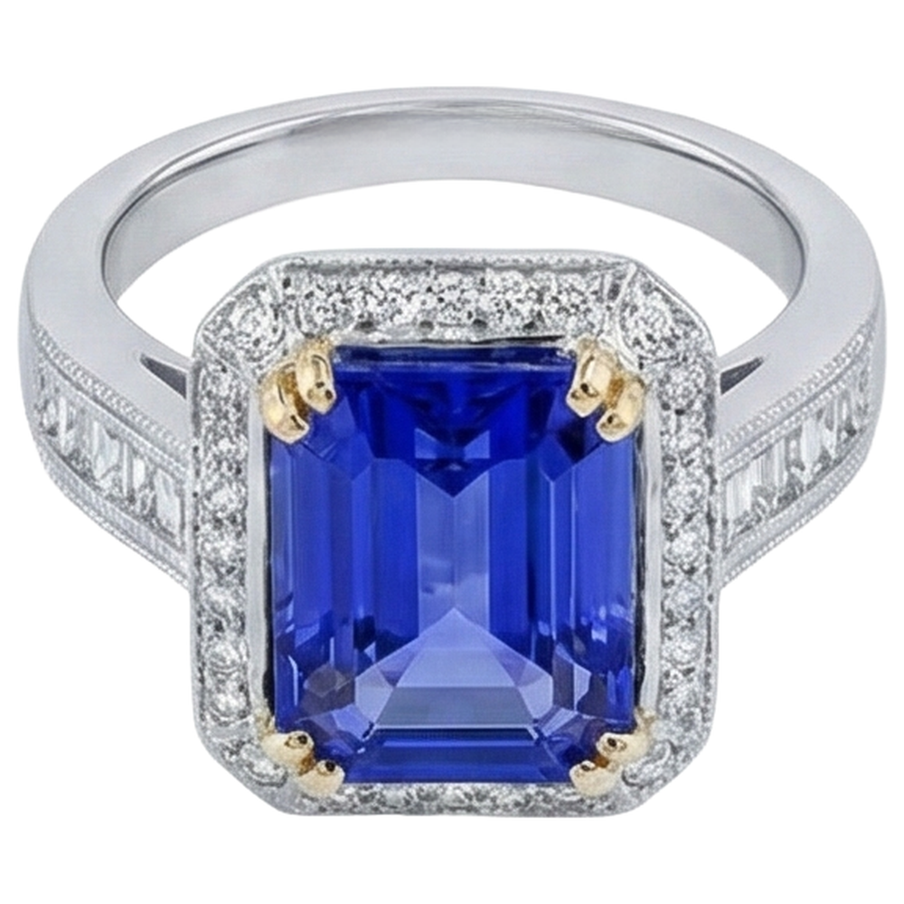 natural round tanzanite 16.50ct ring side angle