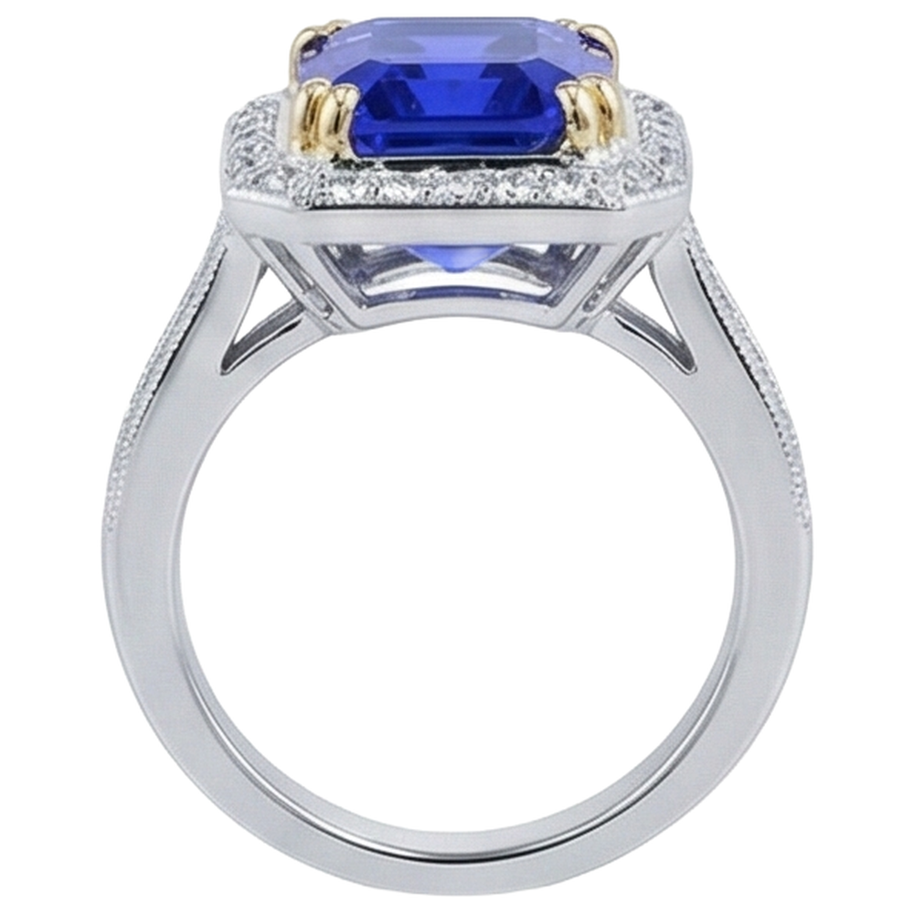 natural round tanzanite 16.50ct ring top view