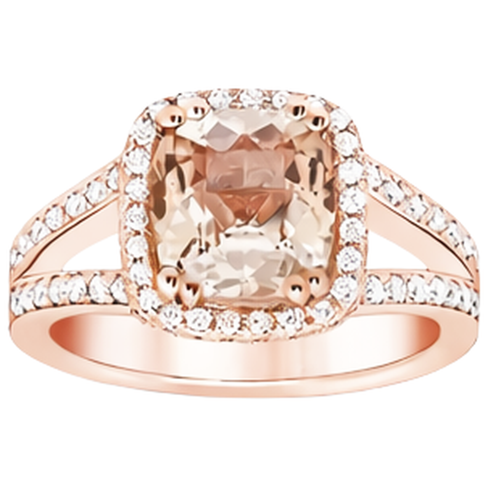 16.75 Ct Morganite And Natural Earth Mined Diamond ( Not Lab Grown )s Fancy Ring Rose Gold 14K
