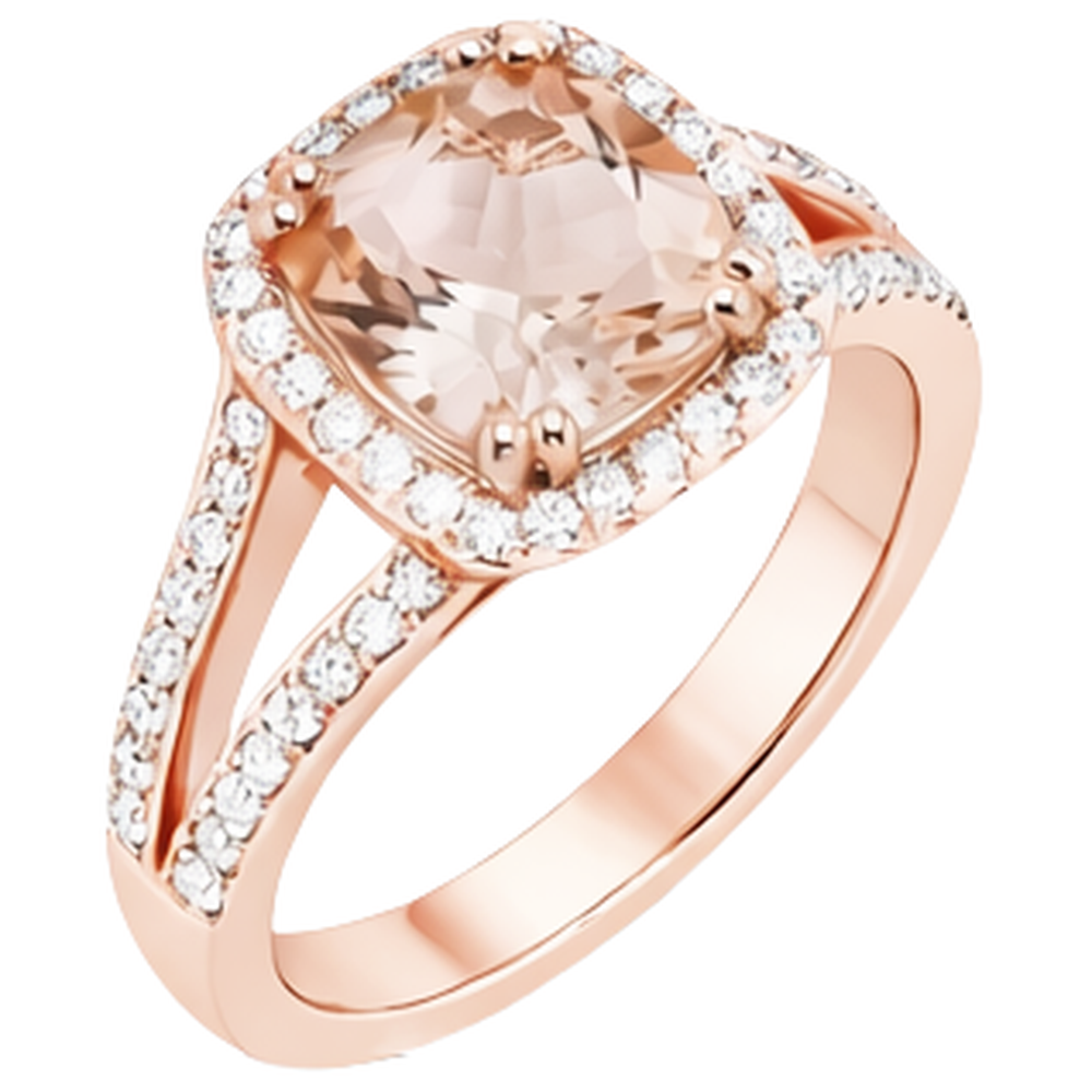 16.75 Ct Morganite And Natural Earth Mined Diamond ( Not Lab Grown )s Fancy Ring Rose Gold 14K