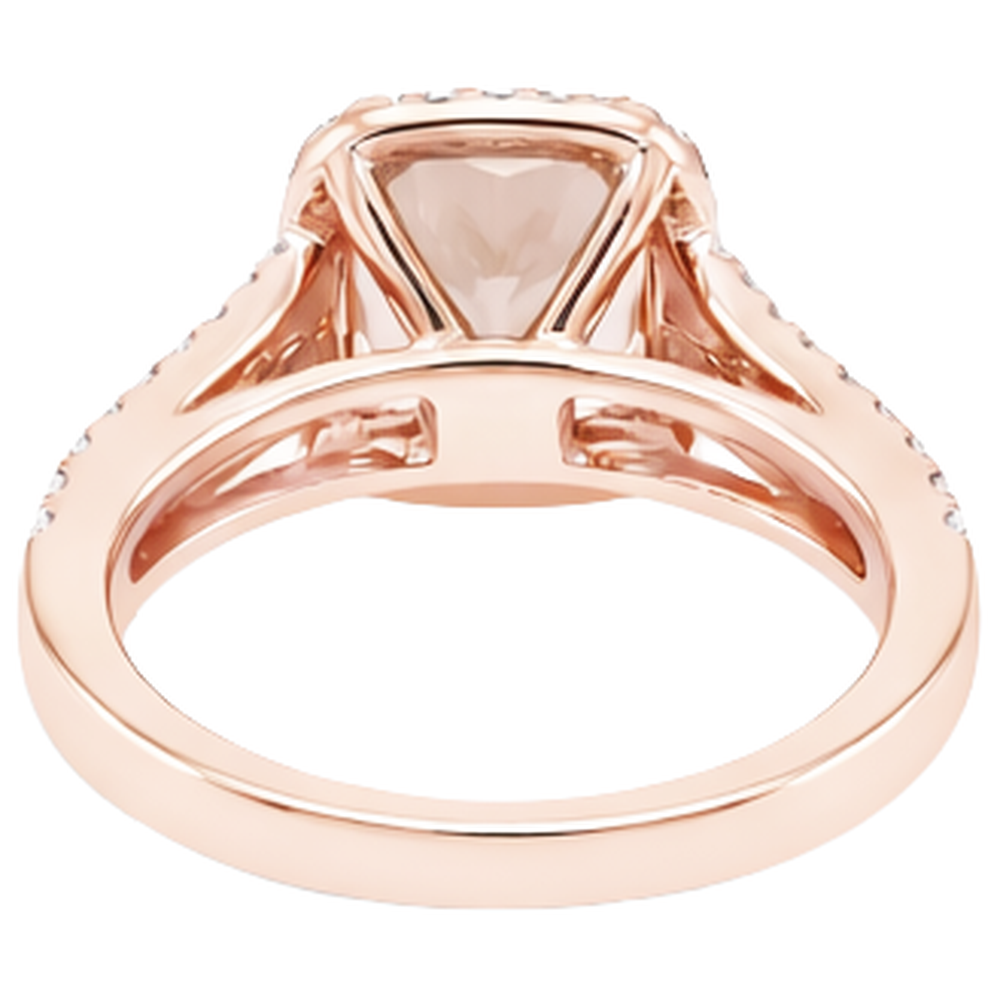 16.75 Ct Morganite And Natural Earth Mined Diamond ( Not Lab Grown )s Fancy Ring Rose Gold 14K