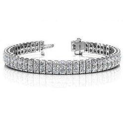 16.20 Carats Round Cut Double Real Diamonds Tennis Bracelet White Gold 14K