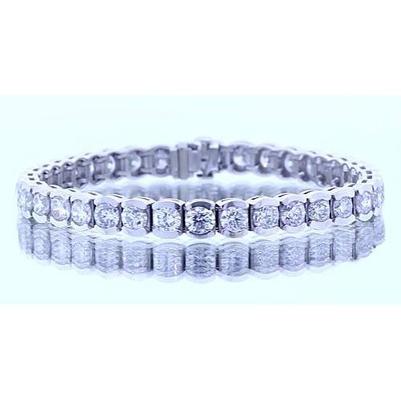 16.45 Carats Round Natural Diamond Tennis Bracelet White Gold 