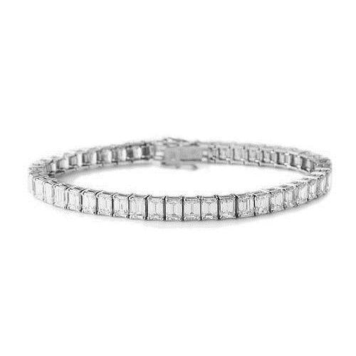 16.80 Ct Channel Set Emerald Cut Lab Grown Diamonds Tennis Bracelet White Gold