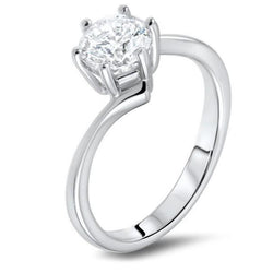 1.60 Ct Solitaire White Gold Round Cut Natural Earth Mined Diamond Wedding Ring