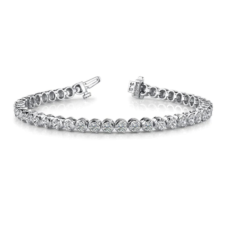 16 Ct Round Cut Lab Grown Diamonds Prong Set Tennis Bracelet White Gold 14K