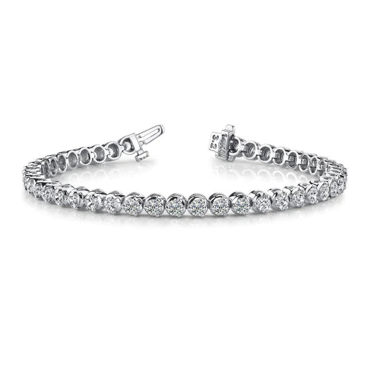 16 Ct Round Cut Lab Grown Diamonds Prong Set Tennis Bracelet White Gold 14K