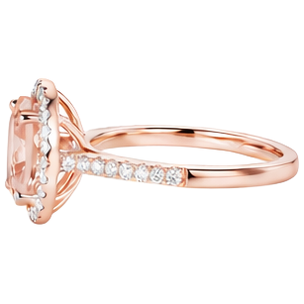 natural round morganite 17.15ct ring profile view