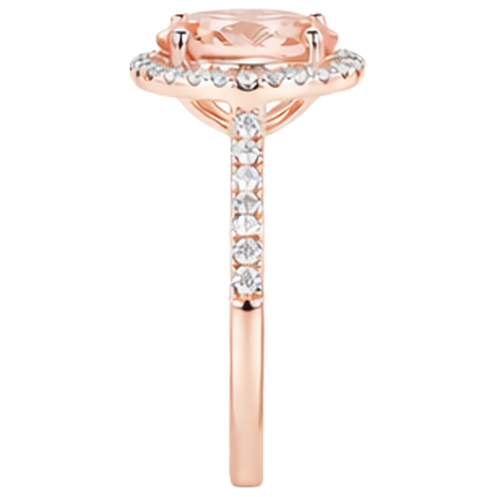 natural round morganite 17.15ct ring on white background