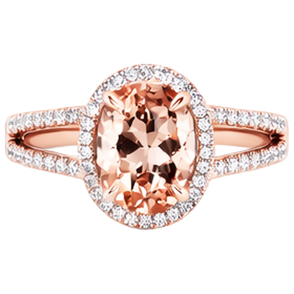 17.25 Ct Oval And Round Cut Morganite With Natural Earth Mined Diamond ( Not Lab Grown )s Ring Rose Gold