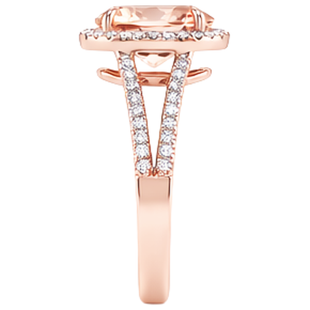 17.25 Ct Oval And Round Cut Morganite With Natural Earth Mined Diamond ( Not Lab Grown )s Ring Rose Gold