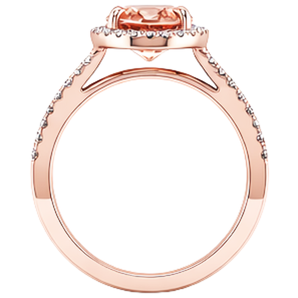 17.25 Ct Oval And Round Cut Morganite With Natural Earth Mined Diamond ( Not Lab Grown )s Ring Rose Gold