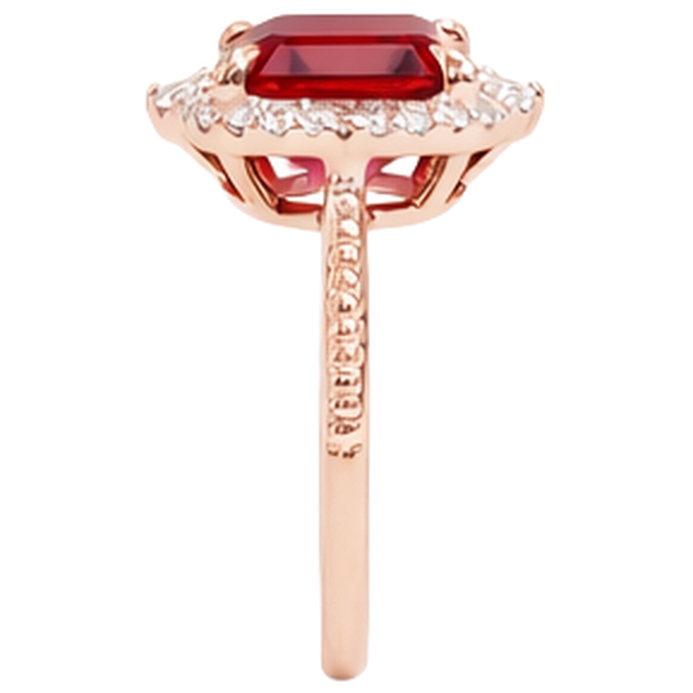 17 Carats Big Asscher Shaped Red Ruby And Natural Earth Mined Diamond ( Not Lab Grown )  Ring Gold 14K