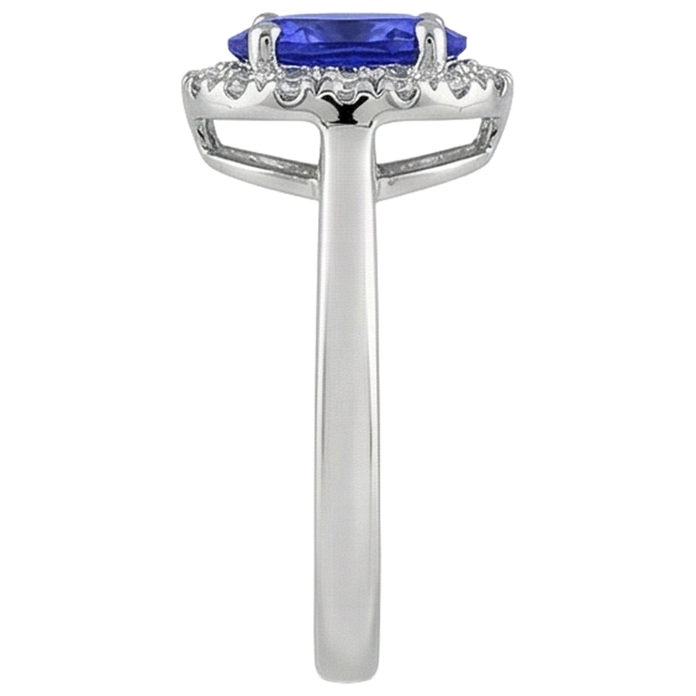 17 Carats Oval Tanzanite With Round Natural Earth Mined Diamond ( Not Lab Grown )s Ring Gold White 14K