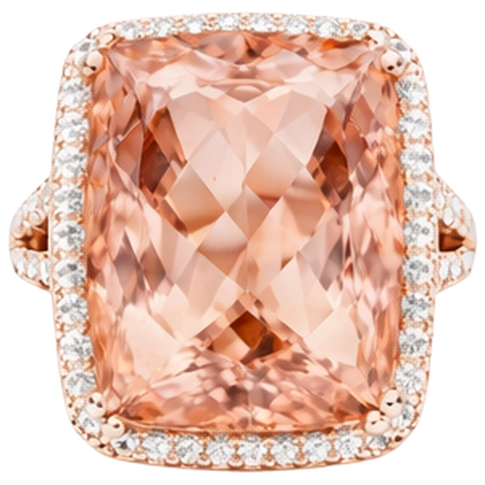 natural round morganite 17ct ring side angle