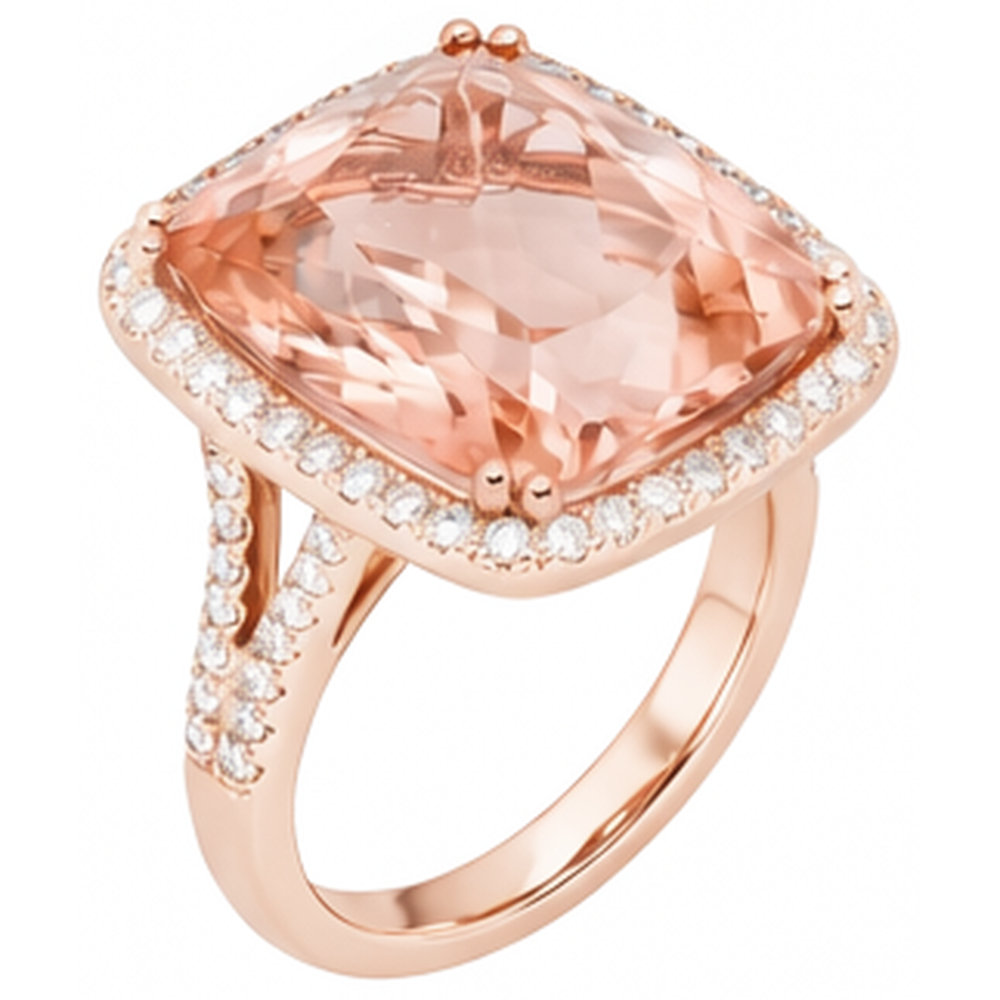natural round morganite 17ct ring top view