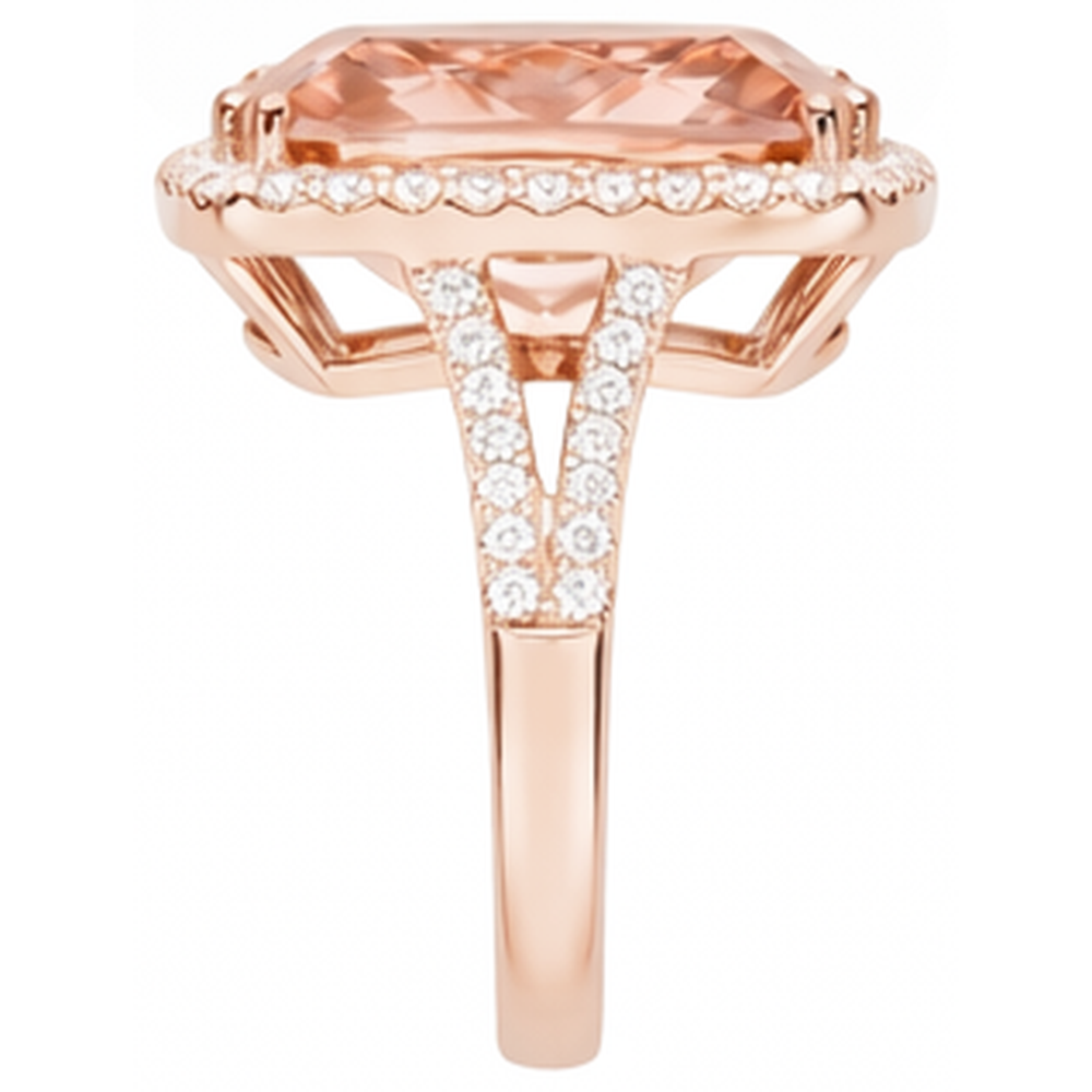 natural round morganite 17ct ring profile view