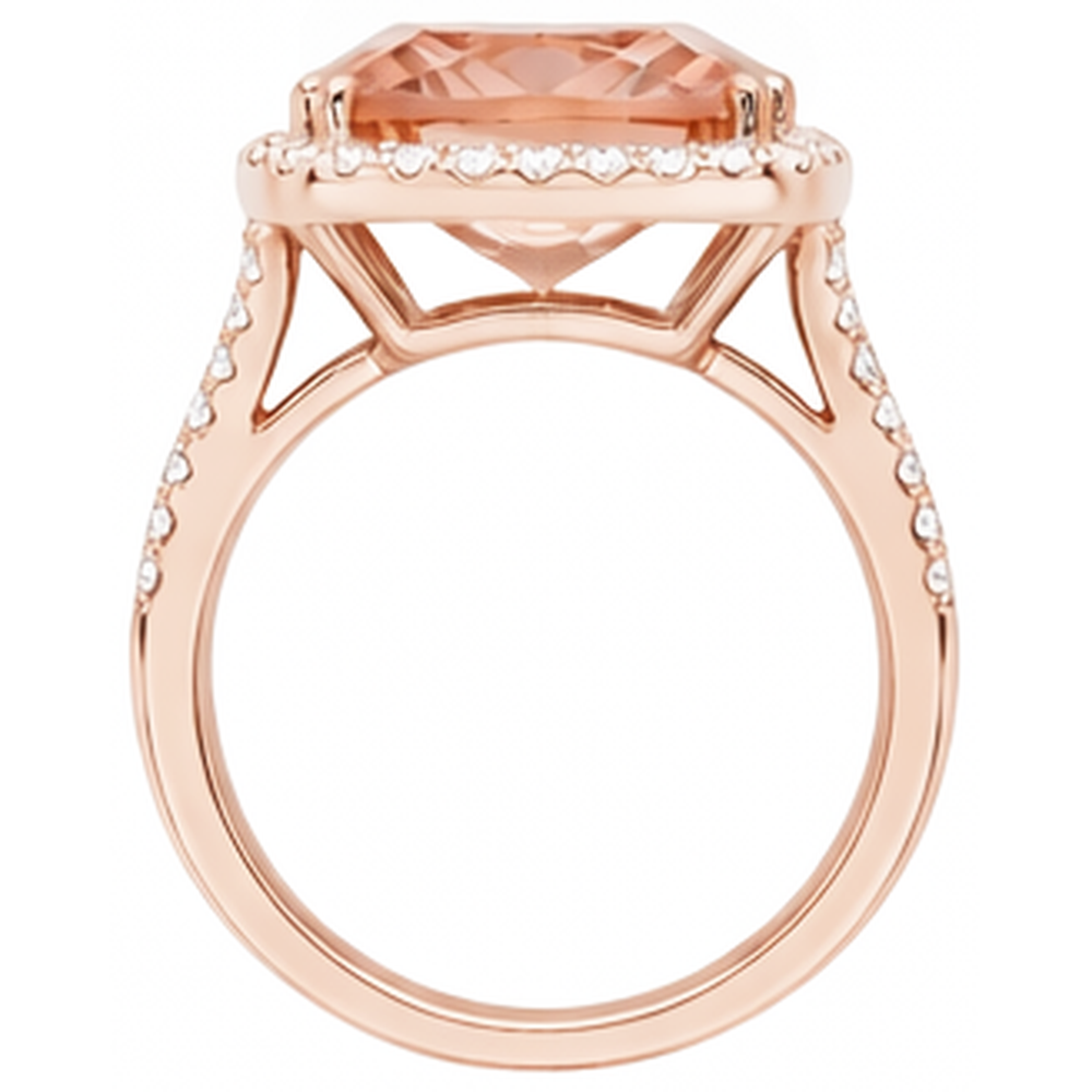 natural round morganite 17ct ring on white background