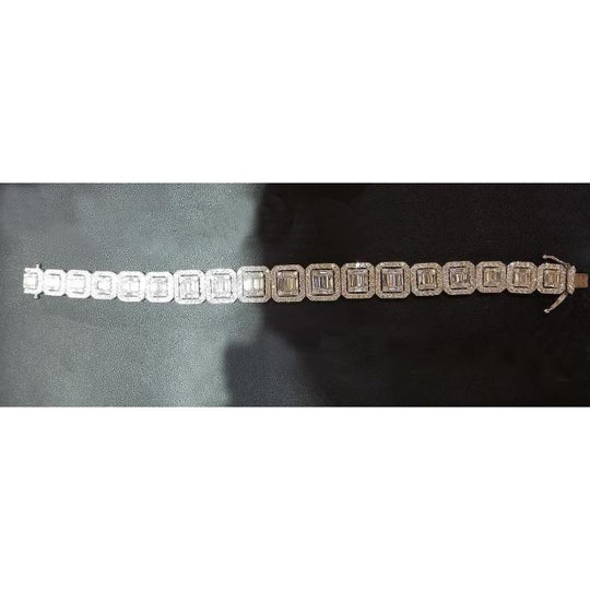 17.50 Ct. Pave Real Diamond Tennis Bracelet G Vvs2 Wide Big Piece