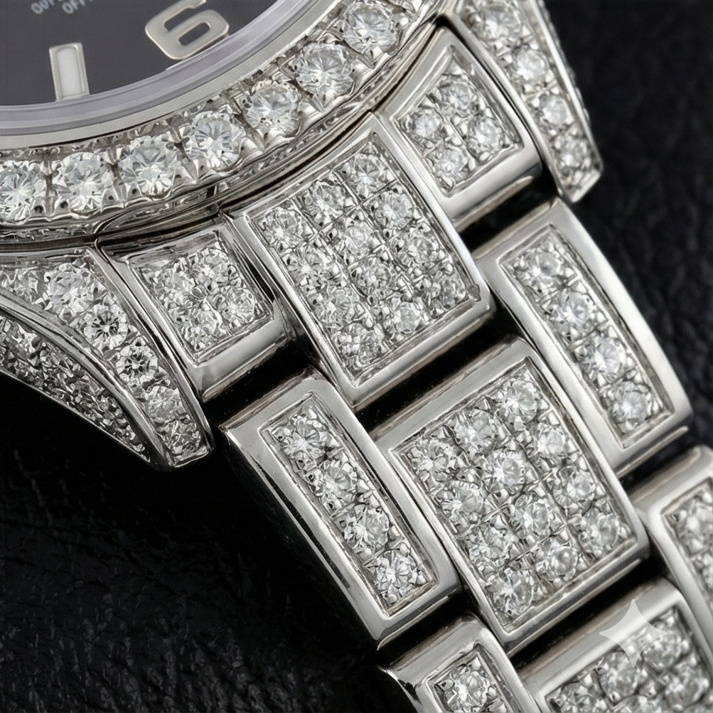 176200 Rolex Oyster Perpetual iced-out 26mm Ladies Watch