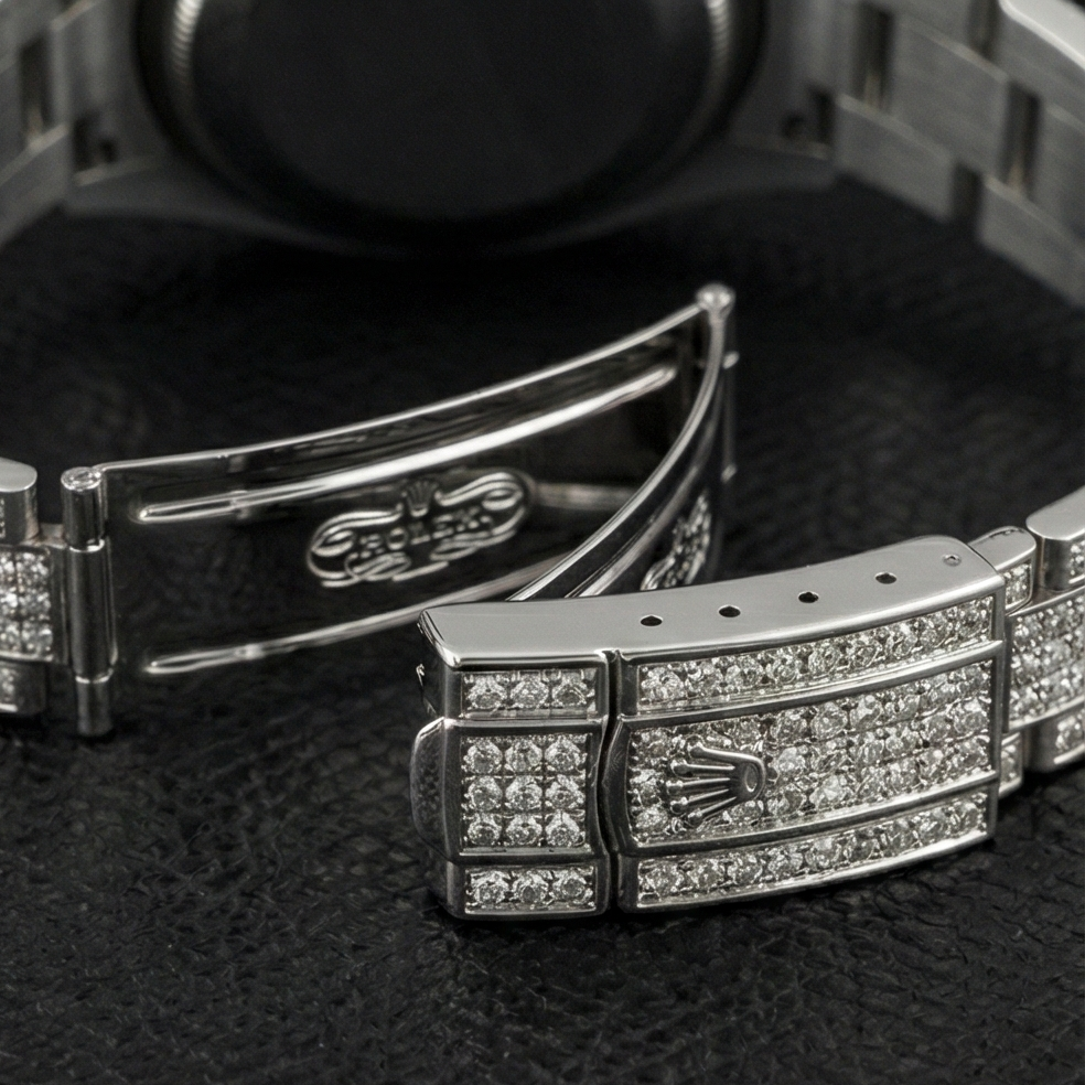 176200 Rolex Oyster Perpetual iced-out 26mm Ladies Watch