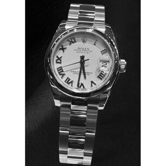 178240 Rolex Datejust 31mm White Roman Dial Ladies Steel Watch