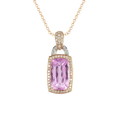 17 Carat Kunzite Natural Earth Mined Diamond Necklace