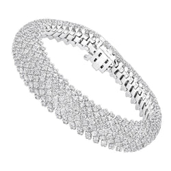 17 Carats Small Round Cut Real Diamonds Men's Bracelet White Gold 14K