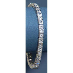18.90 Carats Princess Genuine Diamond Tennis Bracelet White Gold 14K Jewelry