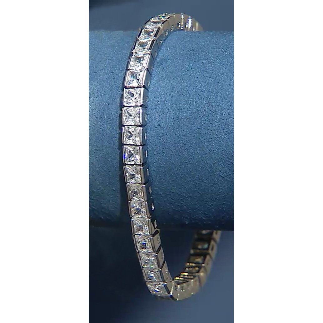18.90 Carats Princess Lab Grown Diamonds Tennis Bracelet White Gold 14K Jewelry