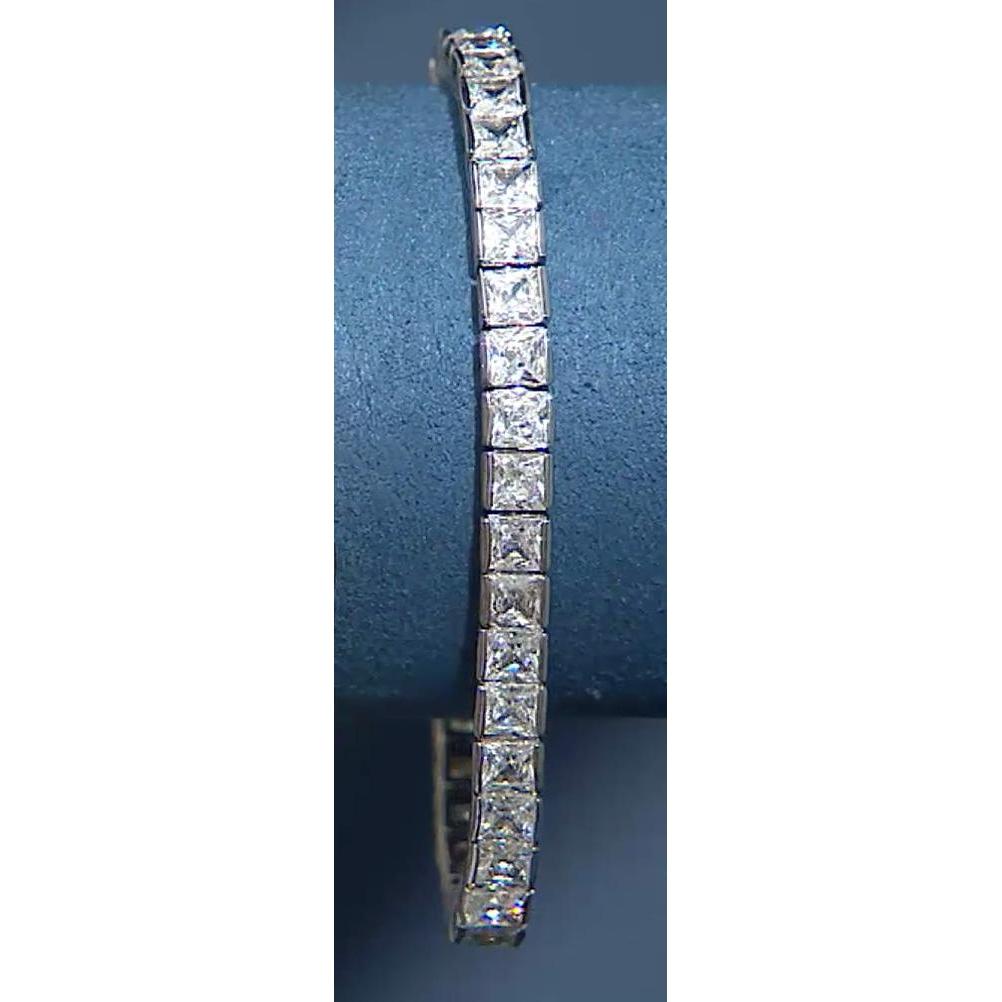 18.90 Carats Princess Lab Grown Diamonds Tennis Bracelet White Gold 14K Jewelry