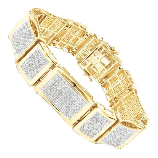18 Carats Round Natural Diamond Men Fine Bracelet Jewelry 14K Yellow Gold