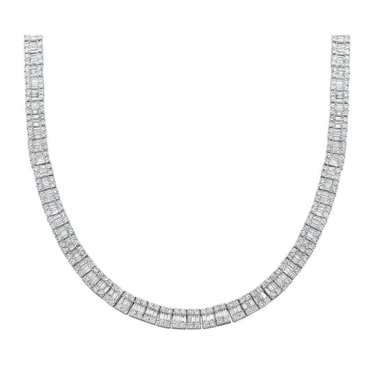 18K Gold Baguette Natural Diamond Chain