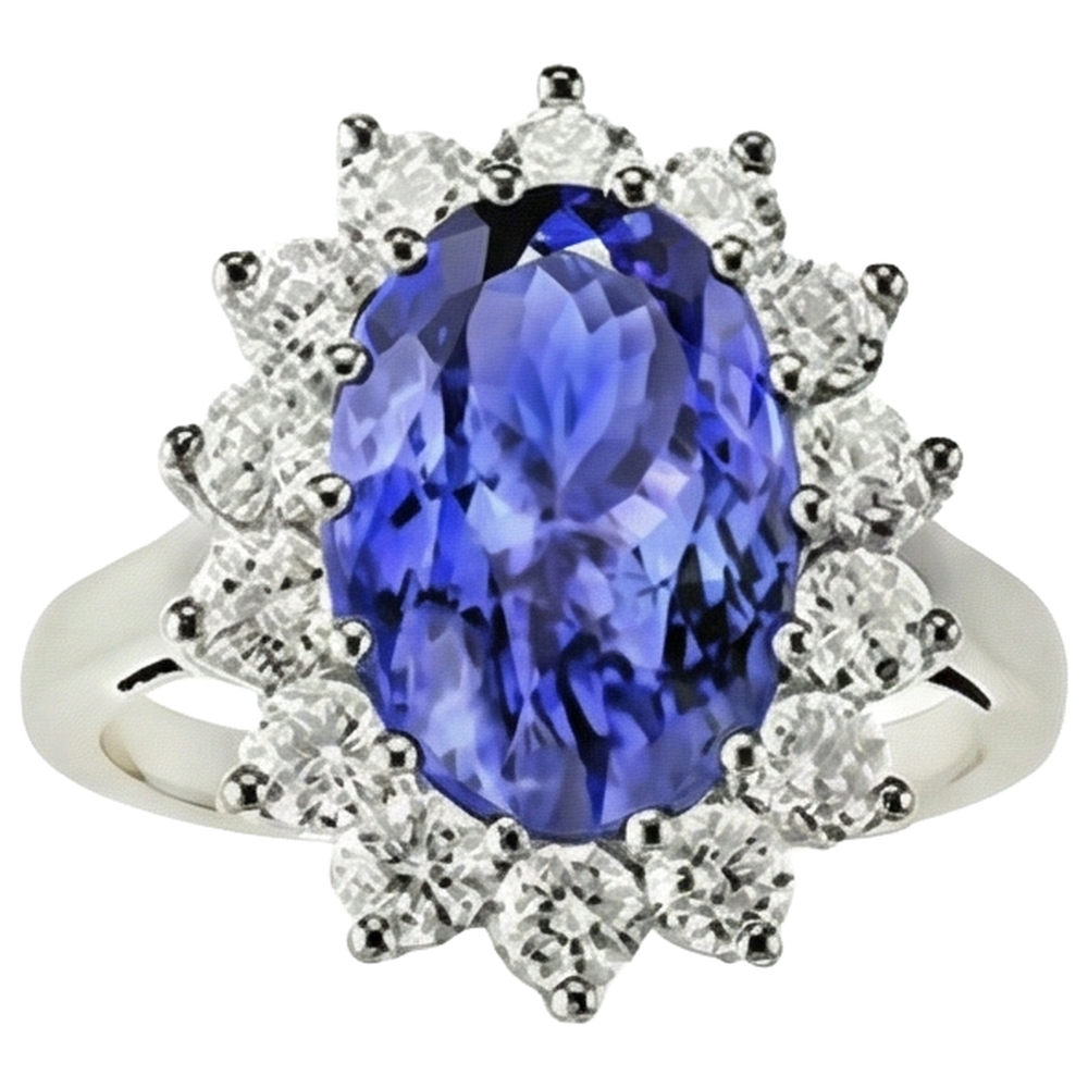 natural round tanzanite 19.75ct ring side angle