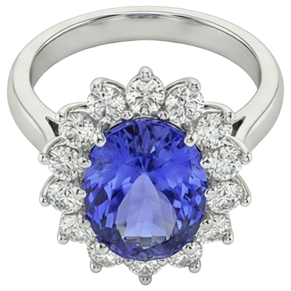 natural round tanzanite 19.75ct ring top view