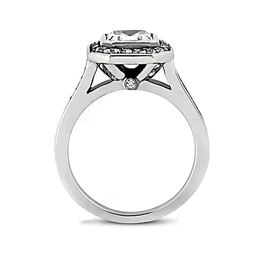 1 Carat Bezel Asscher Genuine Diamond Halo Ring