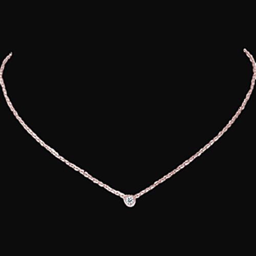 1 Carat Bezel Set Genuine Diamond Solitaire Necklace Pendant Rose Gold 14K