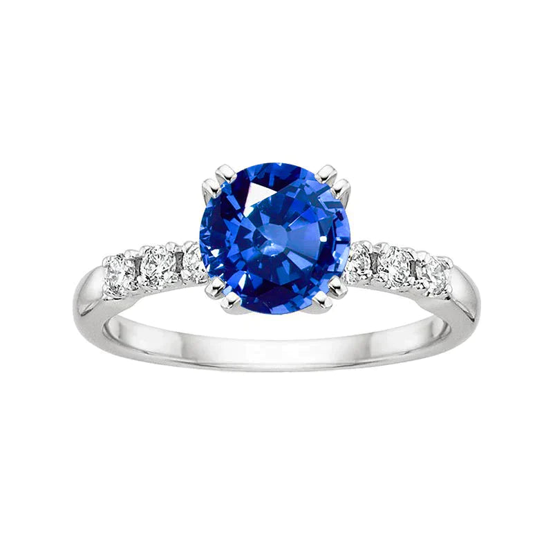 1 Carat Blue Sapphire Anniversary Ring