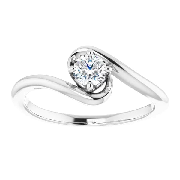 1 Carat Freeform Real Diamond Engagement Ring White Gold 14K Jewelry