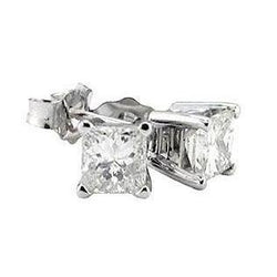 1 Carat Genuine Diamond Earrings Princess Diamond Studs
