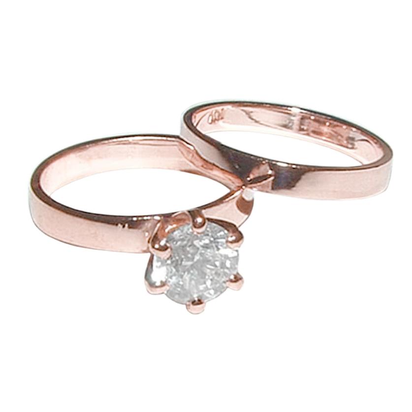 1 Carat Genuine Diamond Engagement Ring Set Solitaire Wedding Band